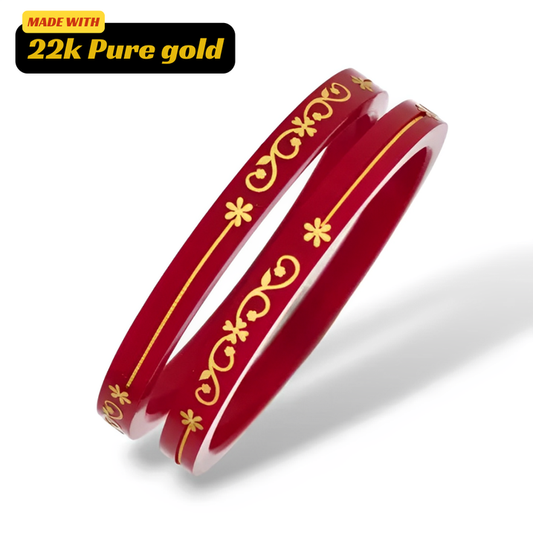 22kt (916) Yellow Gold Handmade Pola Bangles/Chooda/Churas for Women with Purity Certificate